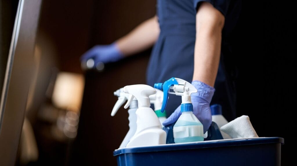 Hotel cleaning staff member